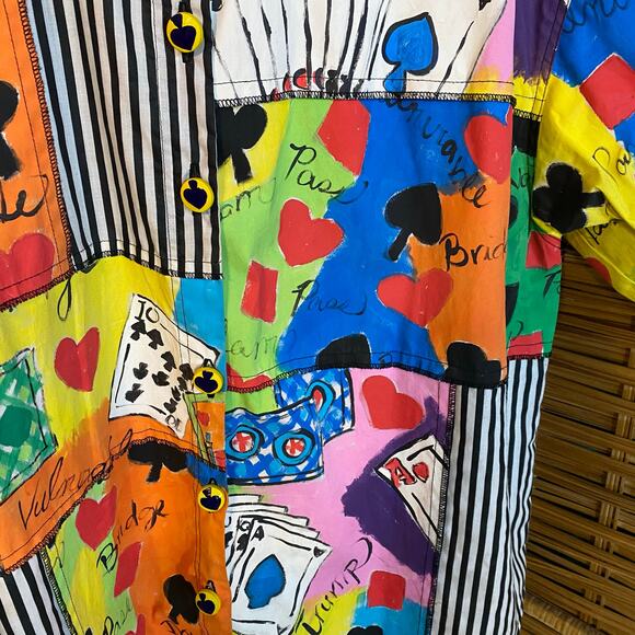 Vintage LRW Designs Atlanta Handpainted Card Game Shirt | 80s Artwear unique - Picture 6 of 9